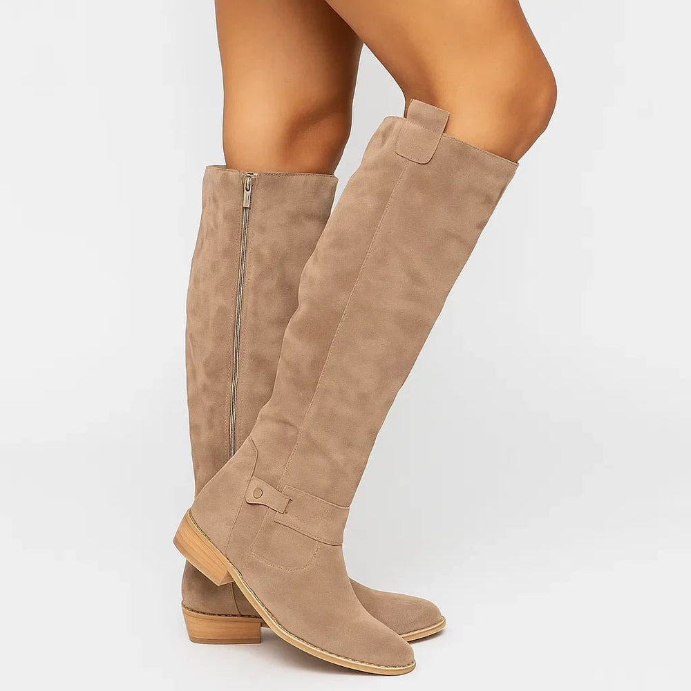Leonie | Damen Kniestiefel Leder Rutschfest Ganzjährig Komfort