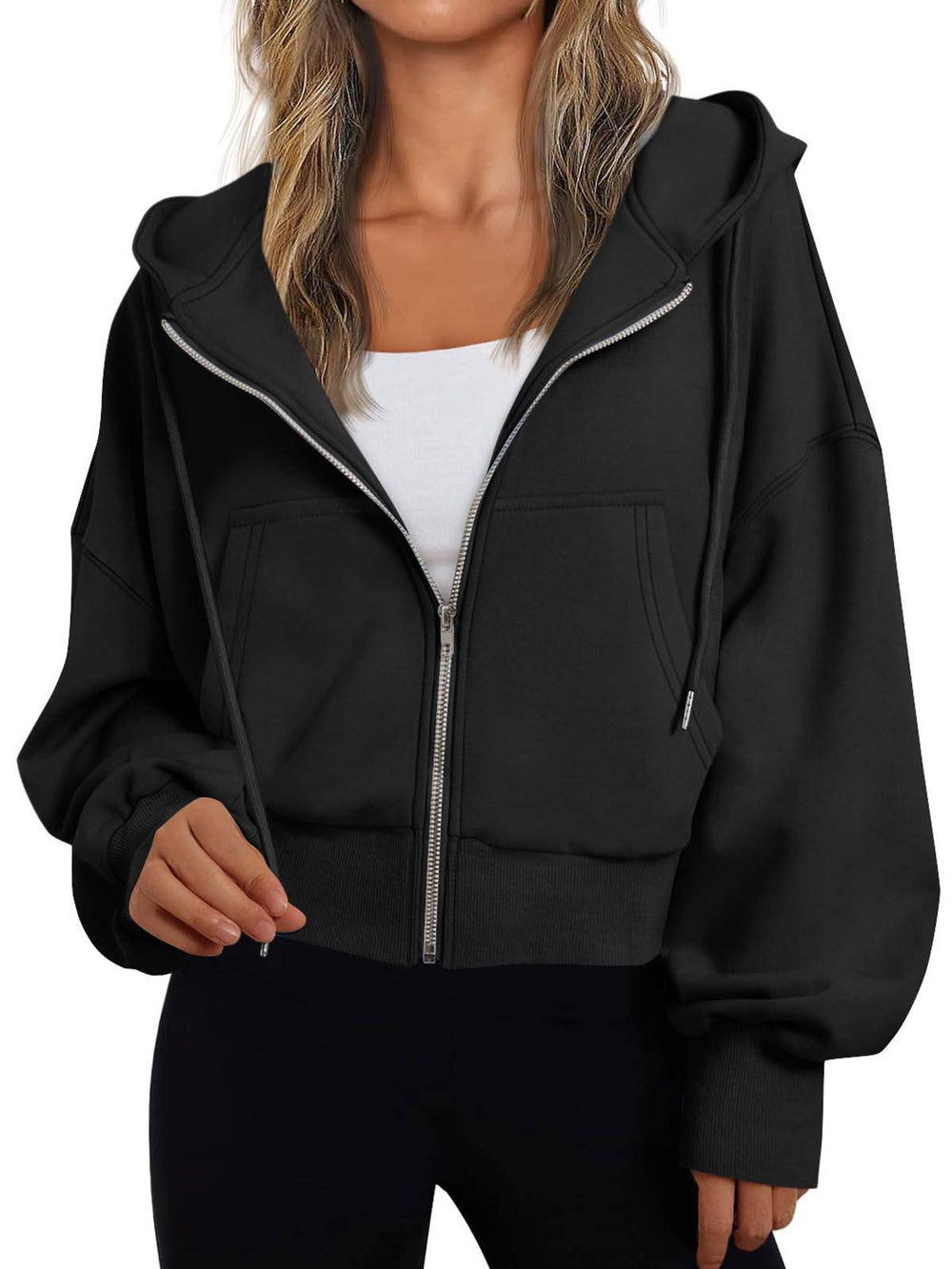 Damen kurzer Hoodie mit Reißverschluss