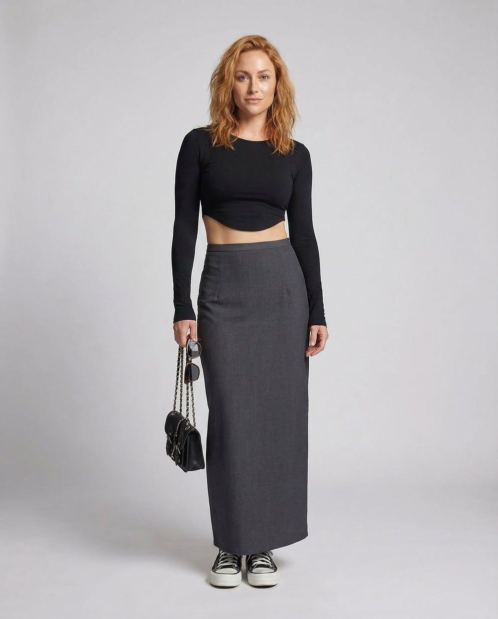 Damen langer Rock mit hohem Bund und gerader Silhouette