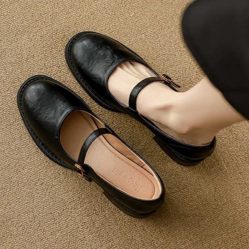 Damen Mary Jane Ballerinas mit niedrigem Absatz