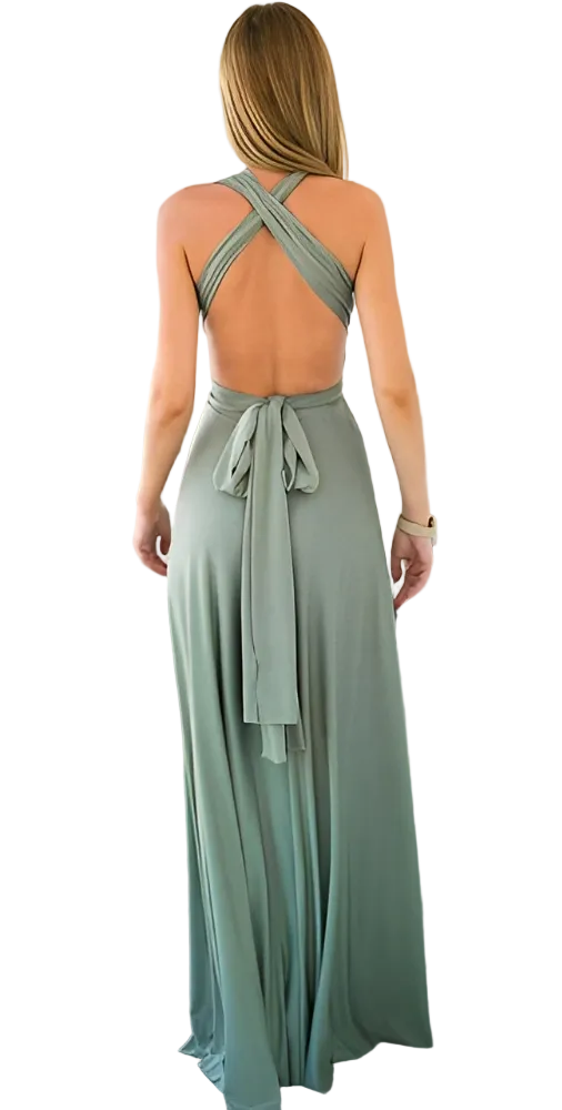 Damen Maxikleid mit überkreuztem Halsteil