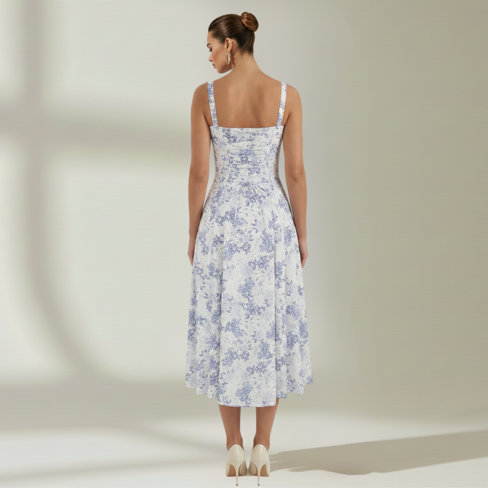 Damen Midikleid mit Herz-Ausschnitt und Trägern