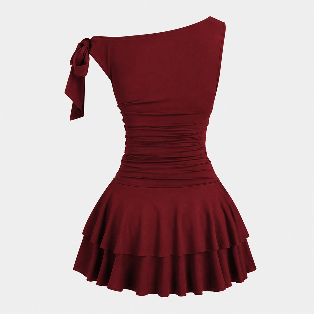 Damen One-Shoulder Minikleid mit Rüschen