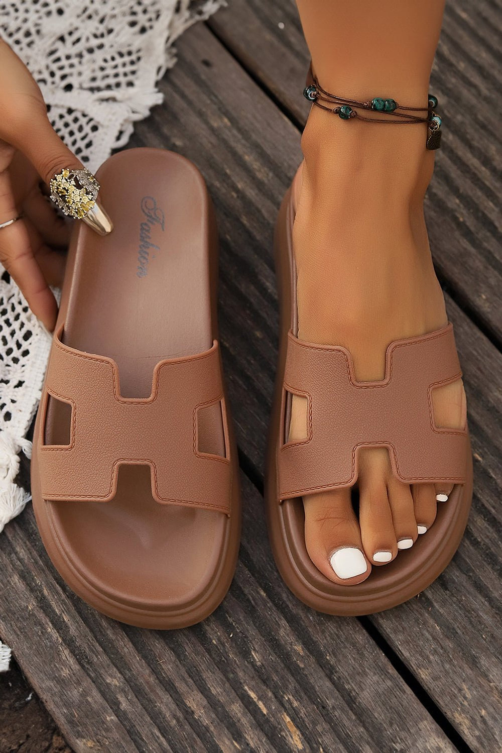 Leonie | Damen Orthopädische Platform Pantoletten Cut-Out Design