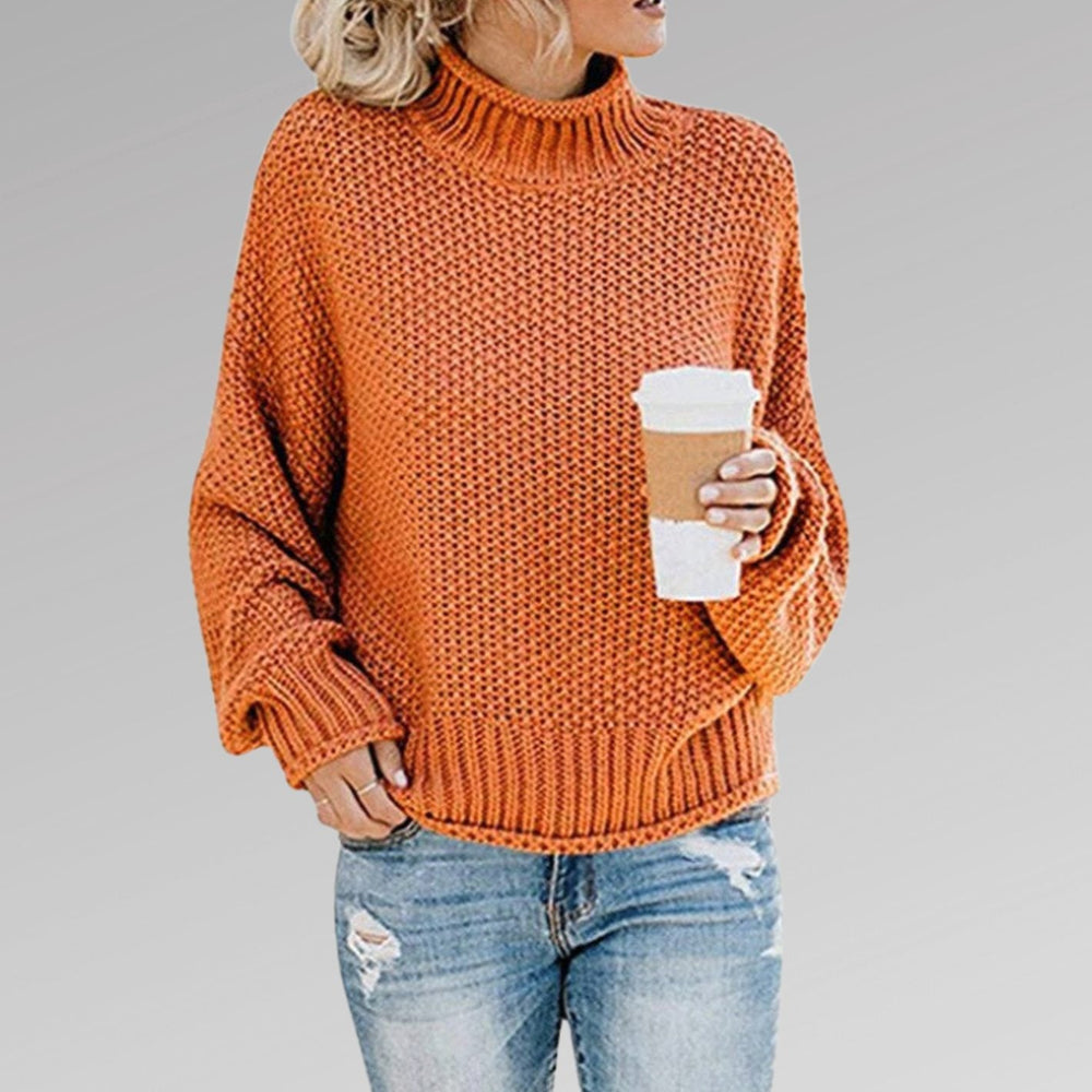 Marie | Damen Oversize Strickpullover für den Winter mit Stehkragen