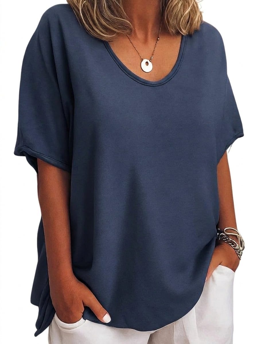 Damen-Oversized-T-Shirt mit V-Ausschnitt und kurzen Ärmeln