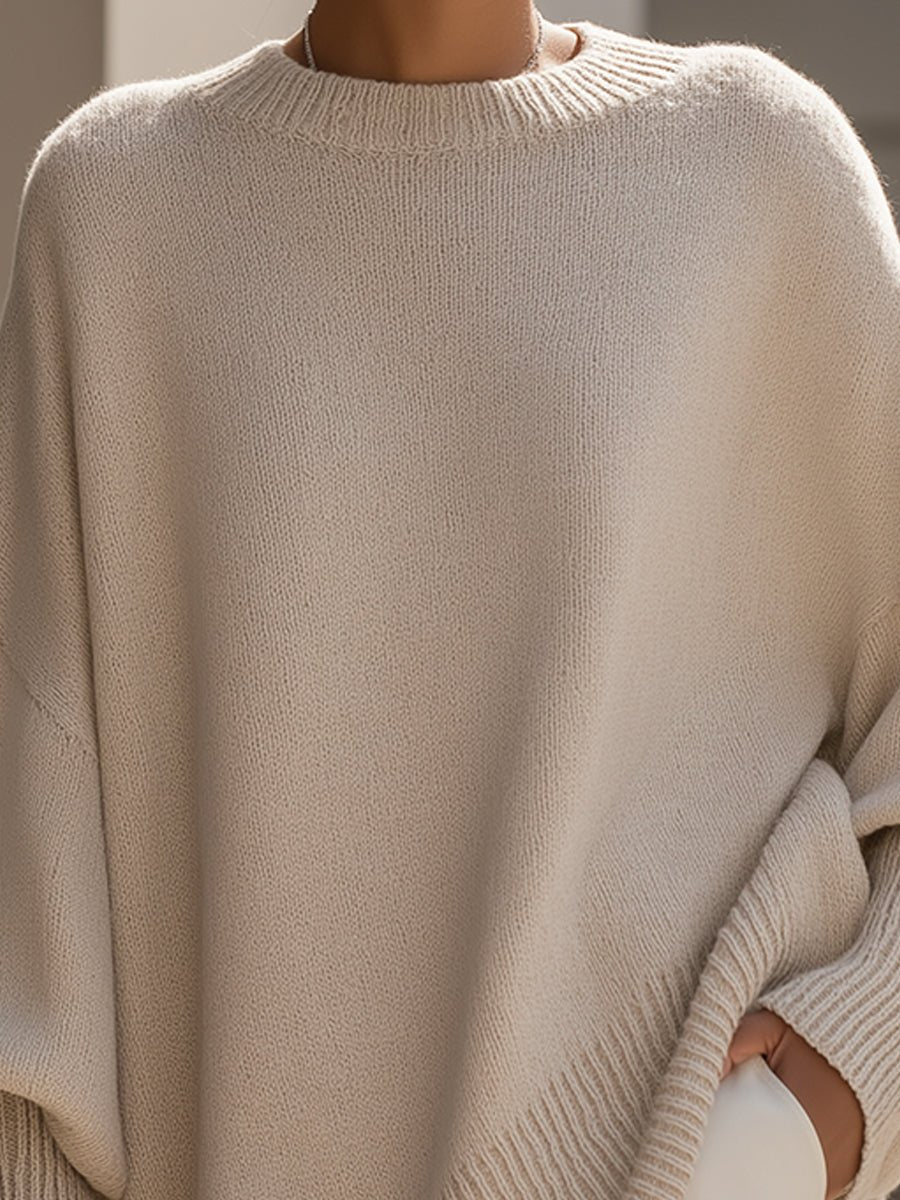 Emilia | Damen Pullover Oversized Asymmetrisch Baumwolle Acryl