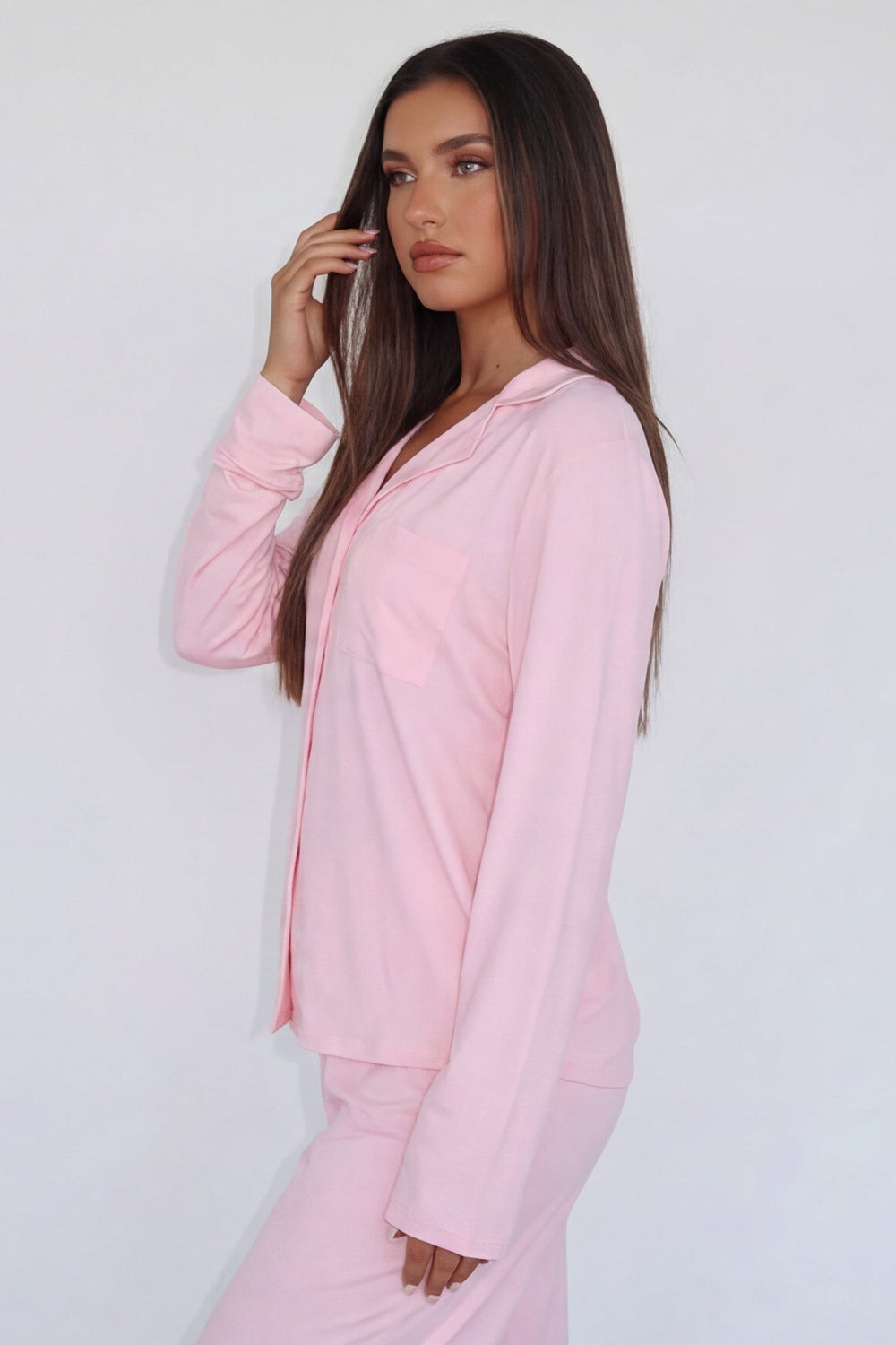 Damen-Pyjama-Set mit Knopfleiste und Reverskragen