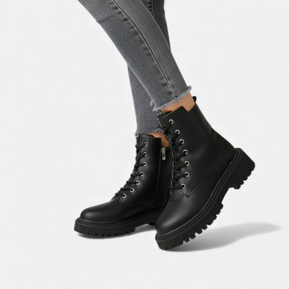Damen Schnürstiefeletten mit Profilsohle Modern