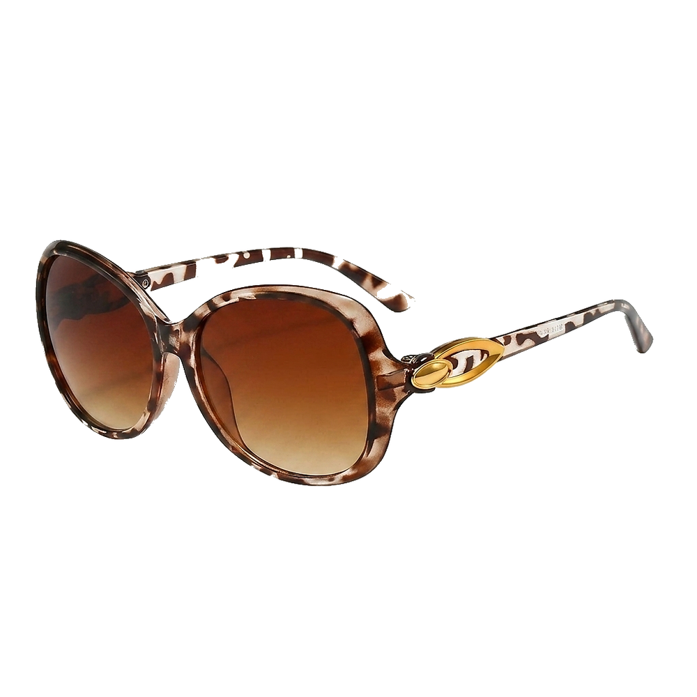 Damen-Sonnenbrille mit Schmetterlingsform und Metallic-Akzenten