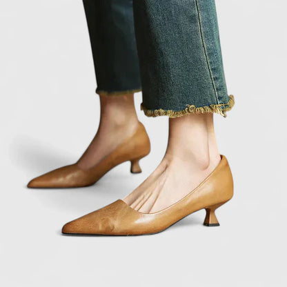 Damen Spitze Slip-On Pumps mit Niedrigem Absatz