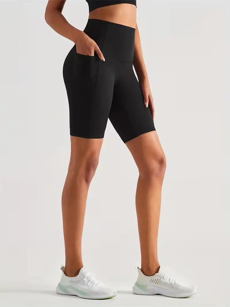 Damen Sport-Leggings Shorts mit Tasche