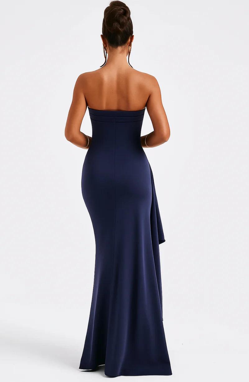 Damen Trägerloses Maxikleid mit asymmetrischem Saum und Seitenschlitz