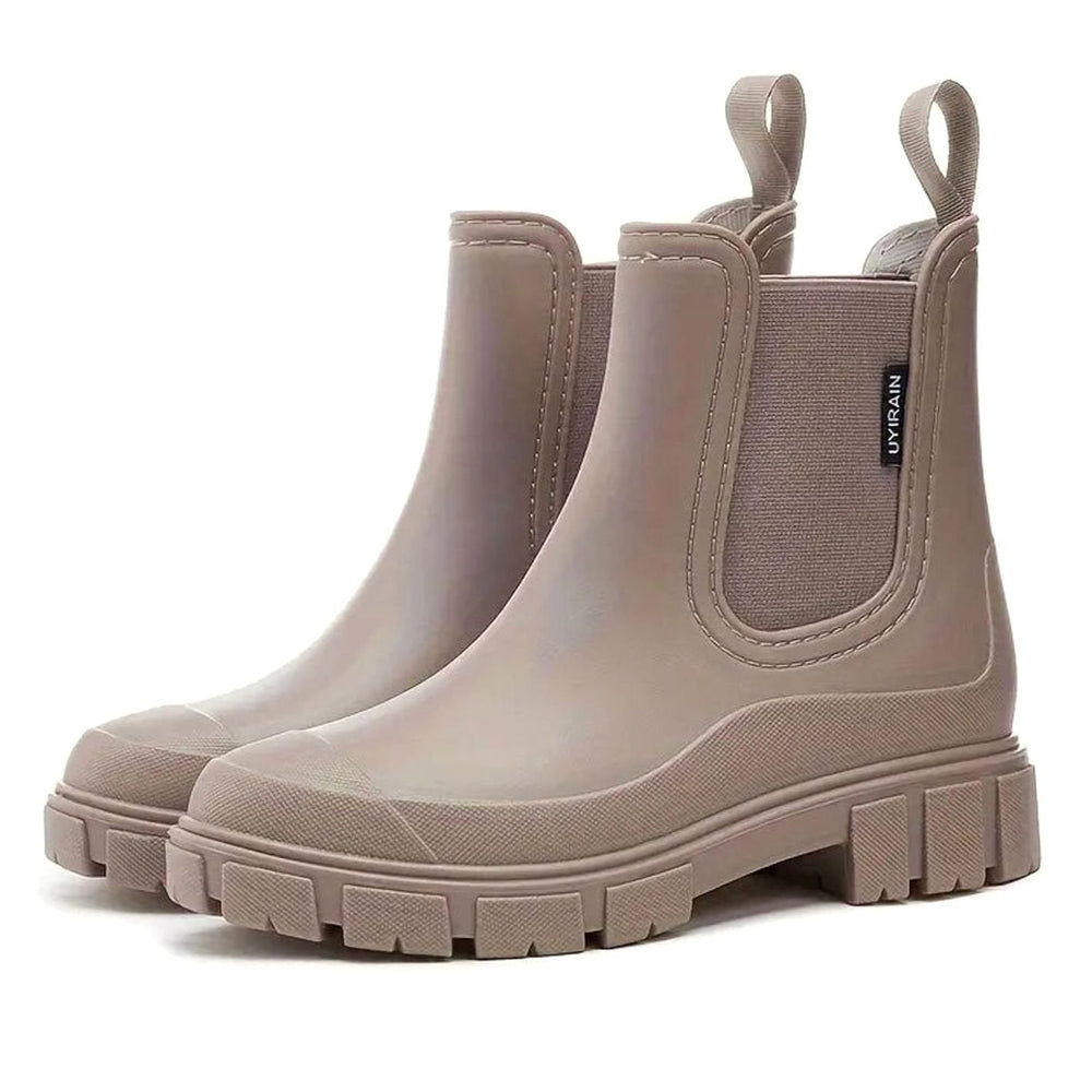 Leonie | Damen Wasserdichte Slip-On Chelsea Stiefel mit Blockabsatz