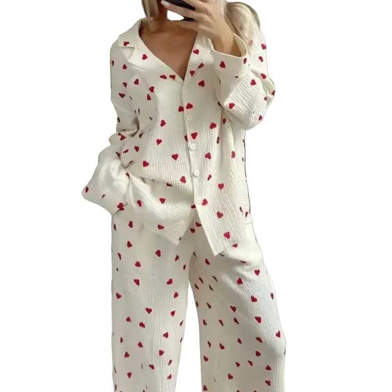Damen Zweiteiler mit Knopfleiste und weiter Hose