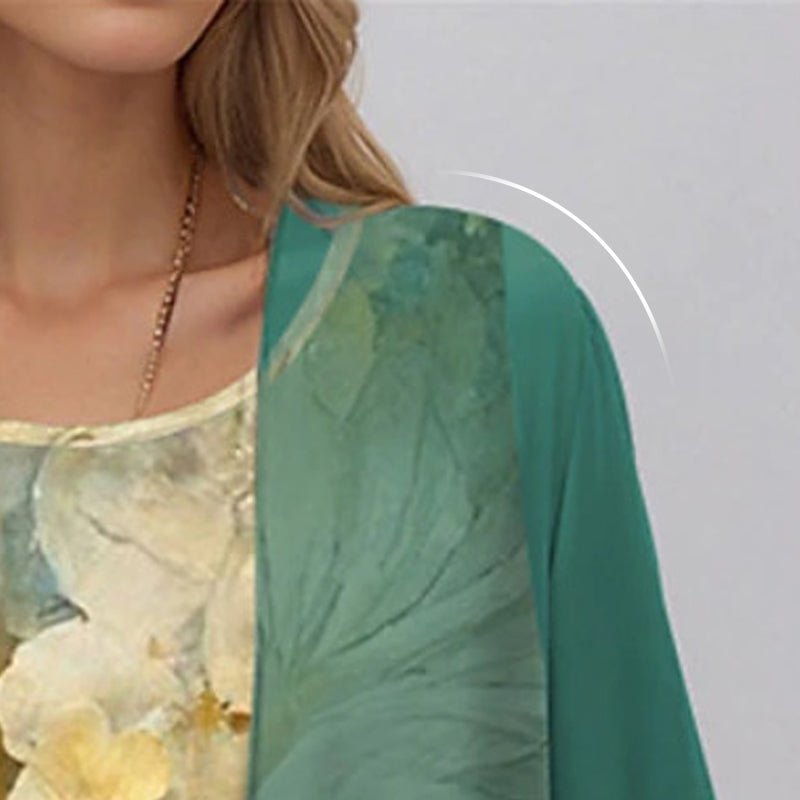 Annika | Damen Zweiteiler-Set mit Blumenmuster und Dreiviertel-Ärmeln