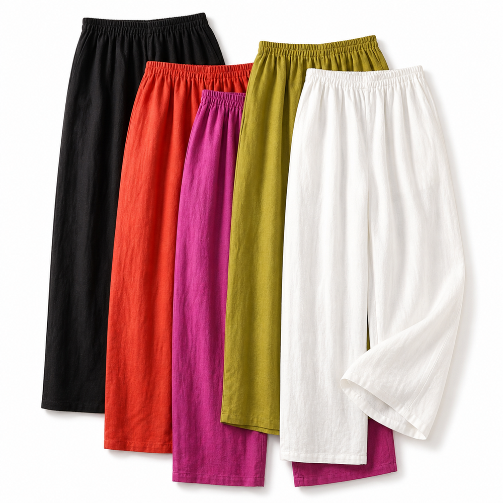 Damenhose mit elastischem Bund und geradem Bein in voller Länge