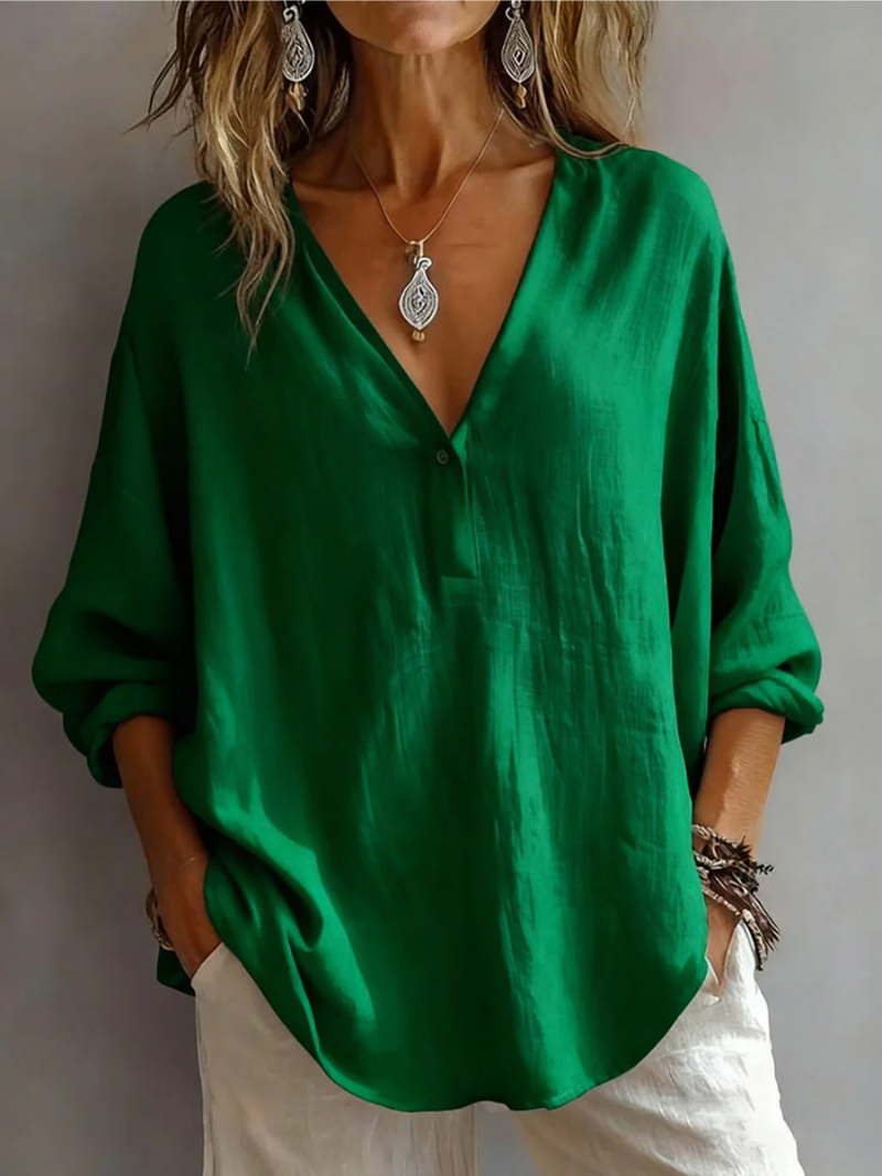 Melna - Elegante Bluse Mit V-Ausschnitt