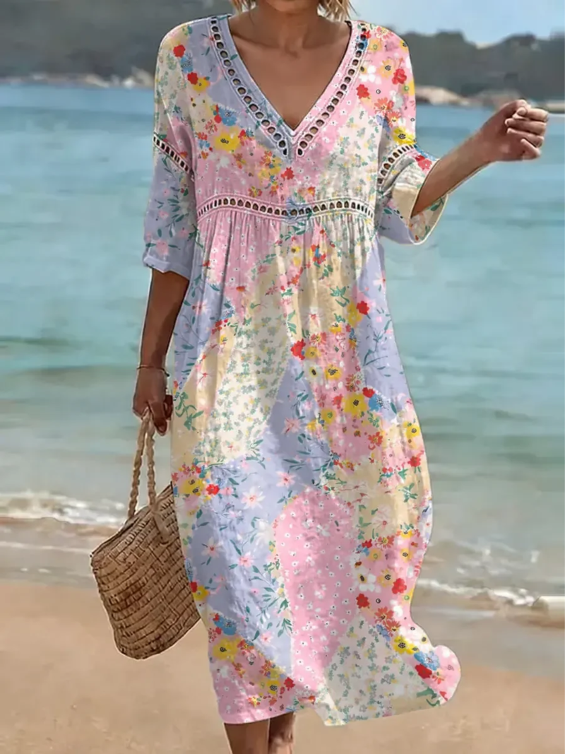 Lyanna – Blumen Kleid Mit V-Ausschnitt