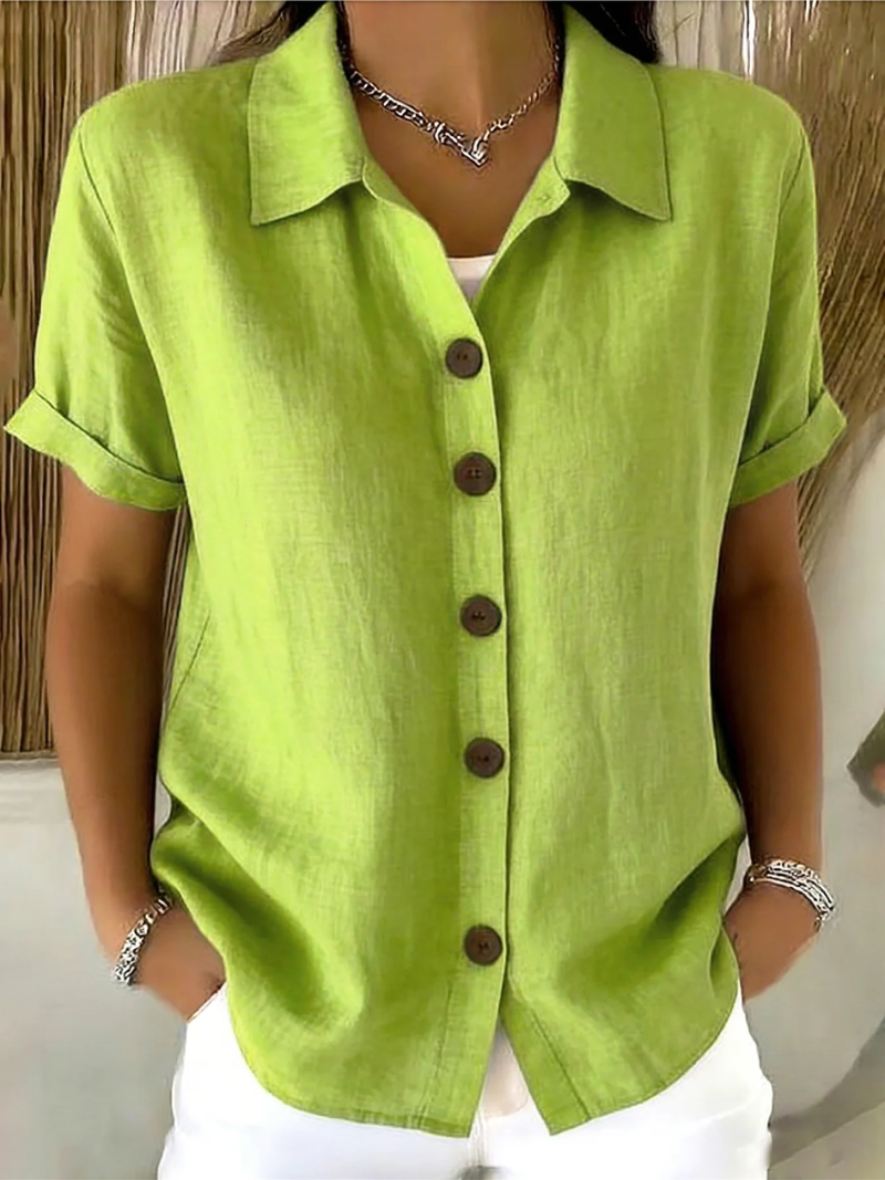 Sachini - Kurzarm Bluse Mit Knöpfen