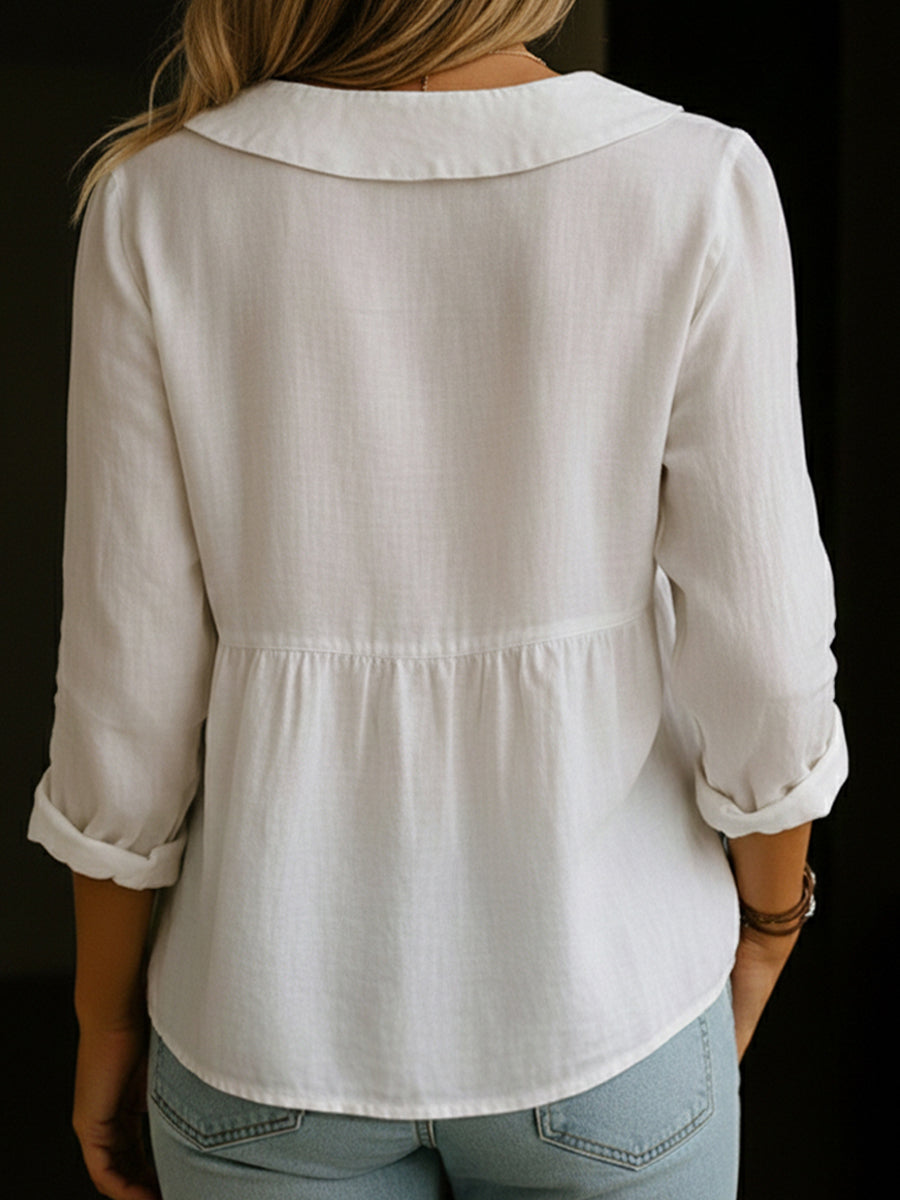 Arlira - Bluse mit Peter-Pan-Kragen aus weichgriffigem Leinen