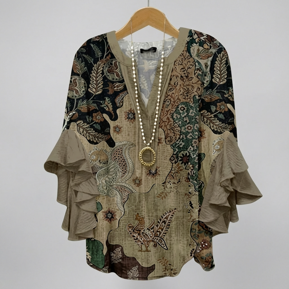 Xylarae - Soft-Touch-Bluse mit V-Ausschnitt