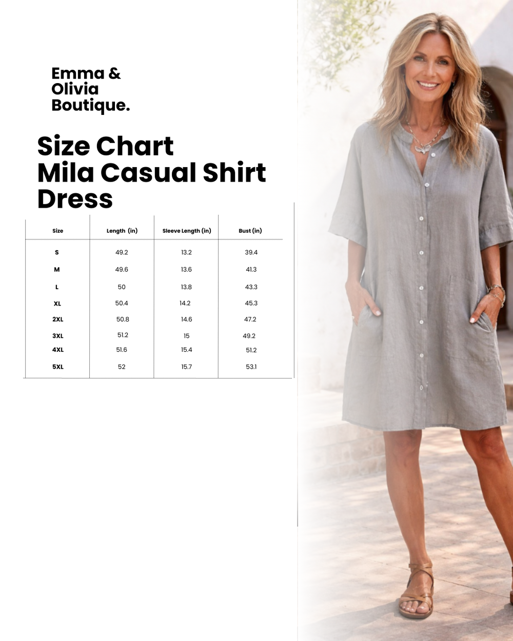 Dorothea | Damen Hemdblusenkleid Midi Kurze Ärmel
