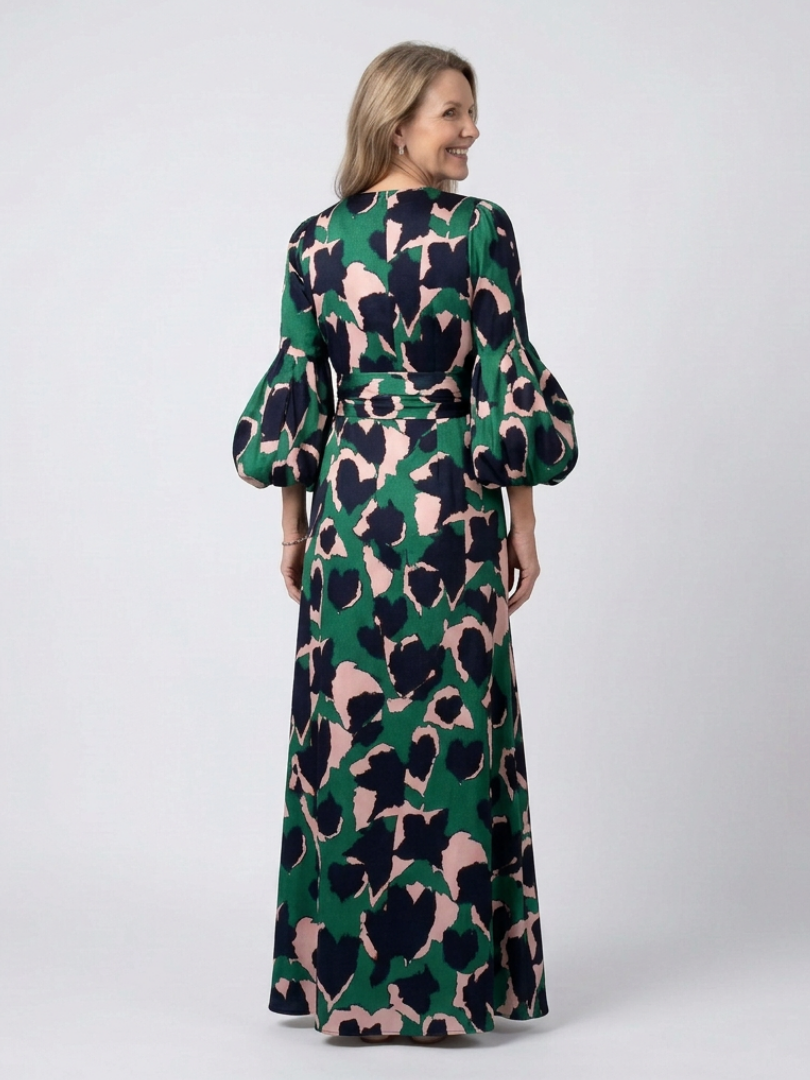 Isolde | V-Ausschnitt Bindegürtel Langarm Maxikleid