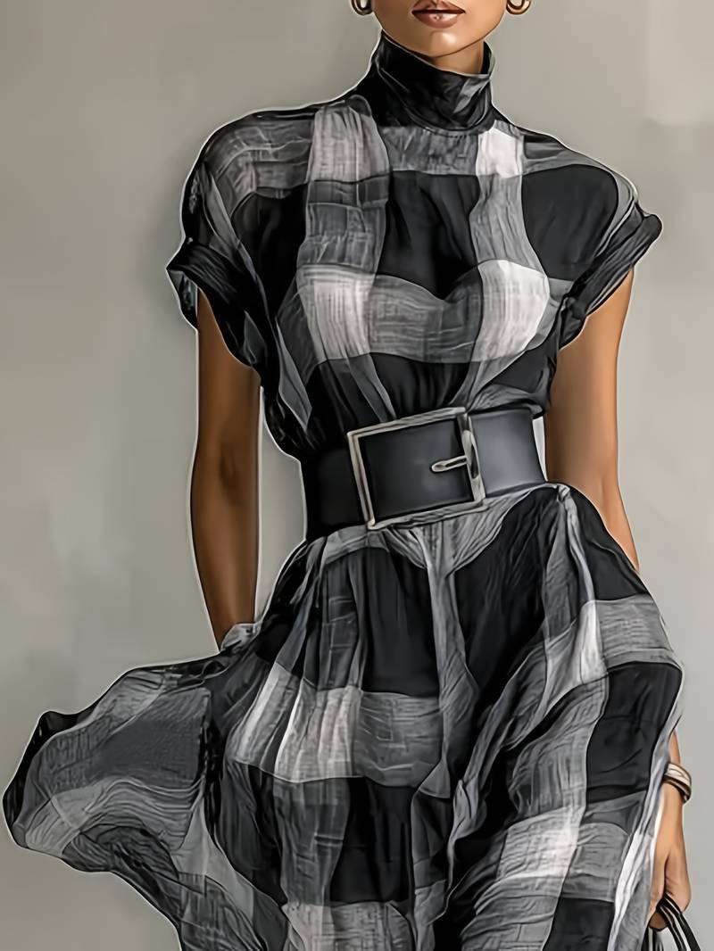 Nethara - Elegantes Herbst Kleid Mit Gürtel