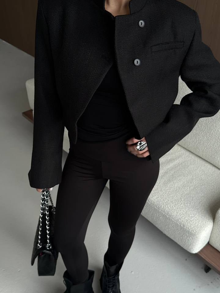 Elegante Damen Kurzjacke mit Stehkragen