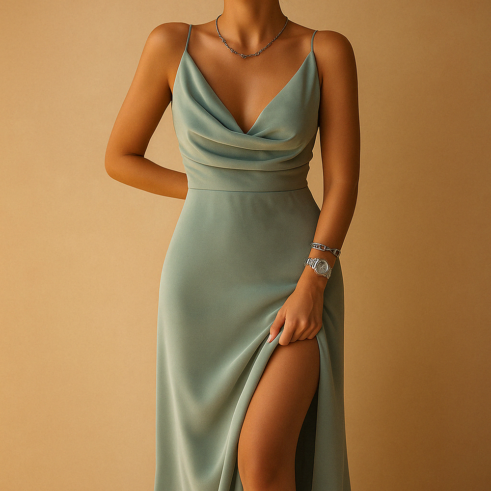 Oreliaa - Luxuriöses Maxikleid mit V-Ausschnitt