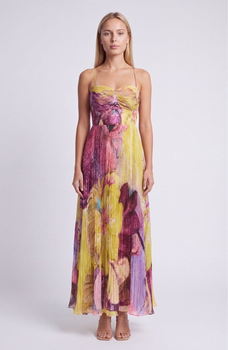 Elegantes  Florales Sommer Maxi Kleid Ärmellos