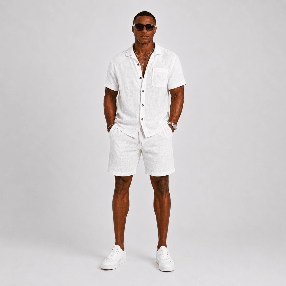 Elegantes Herren Sommer Set Mit Kurzarm Hemd