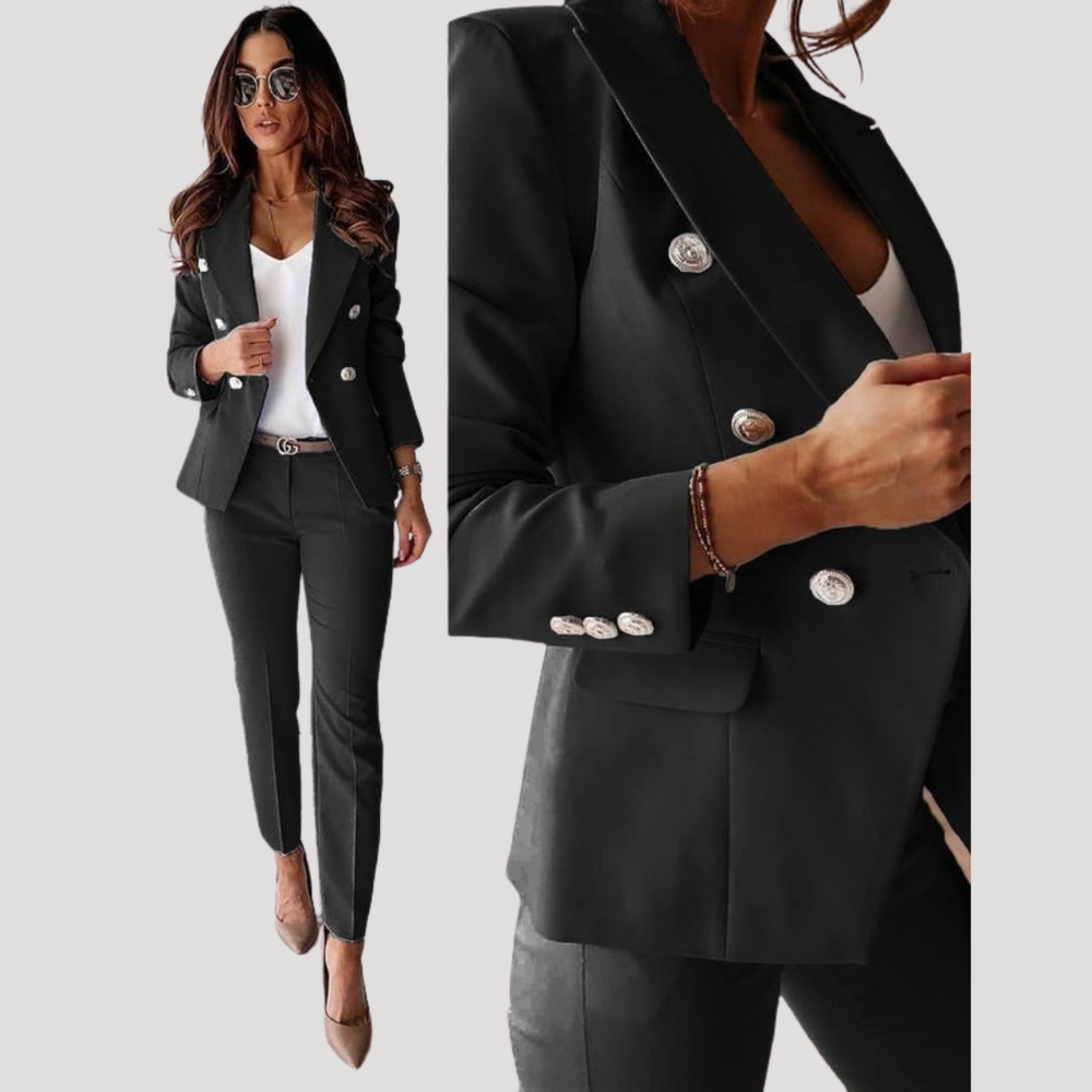 Elske | Damen Zweireiher Blazer Hosenanzug Set