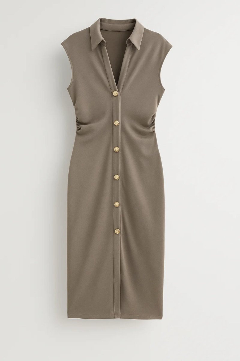 Etuikleid Damen Midi Elegant Ärmellos