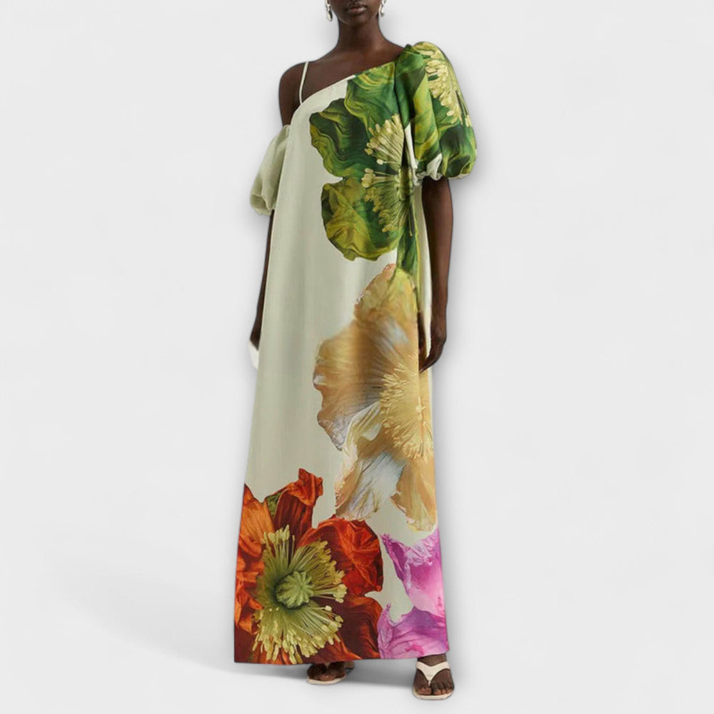 Eulalie | Damen One-Shoulder Asymmetrisches Maxikleid