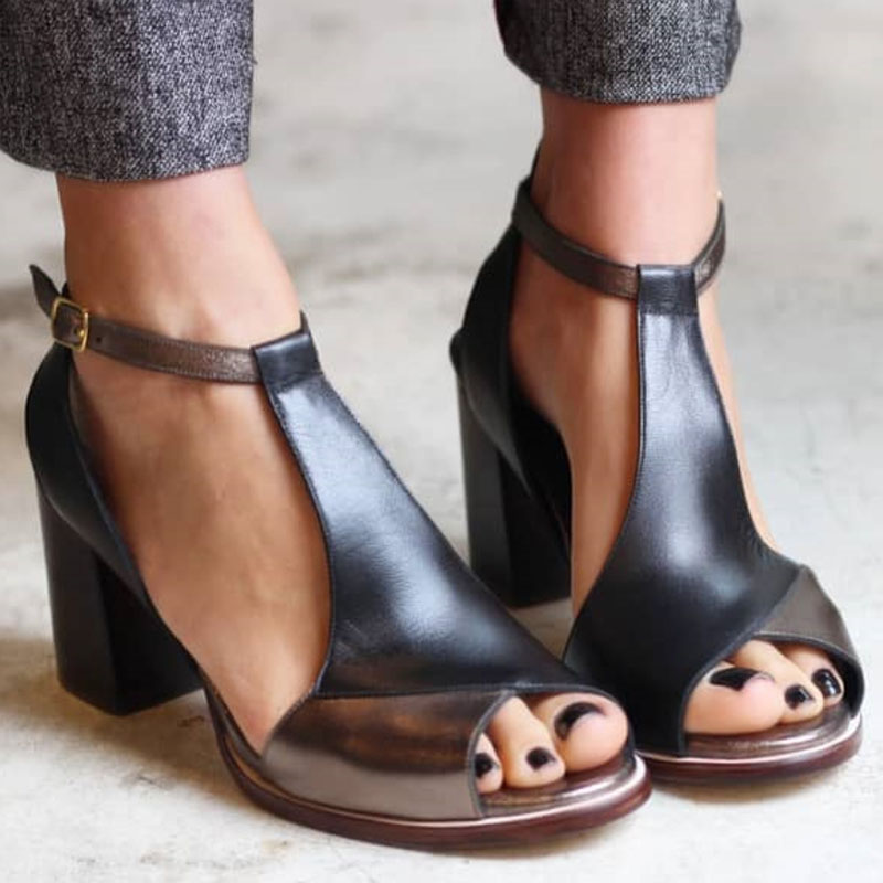Evelina | Damen Peep Toe Blockabsatz Pumps