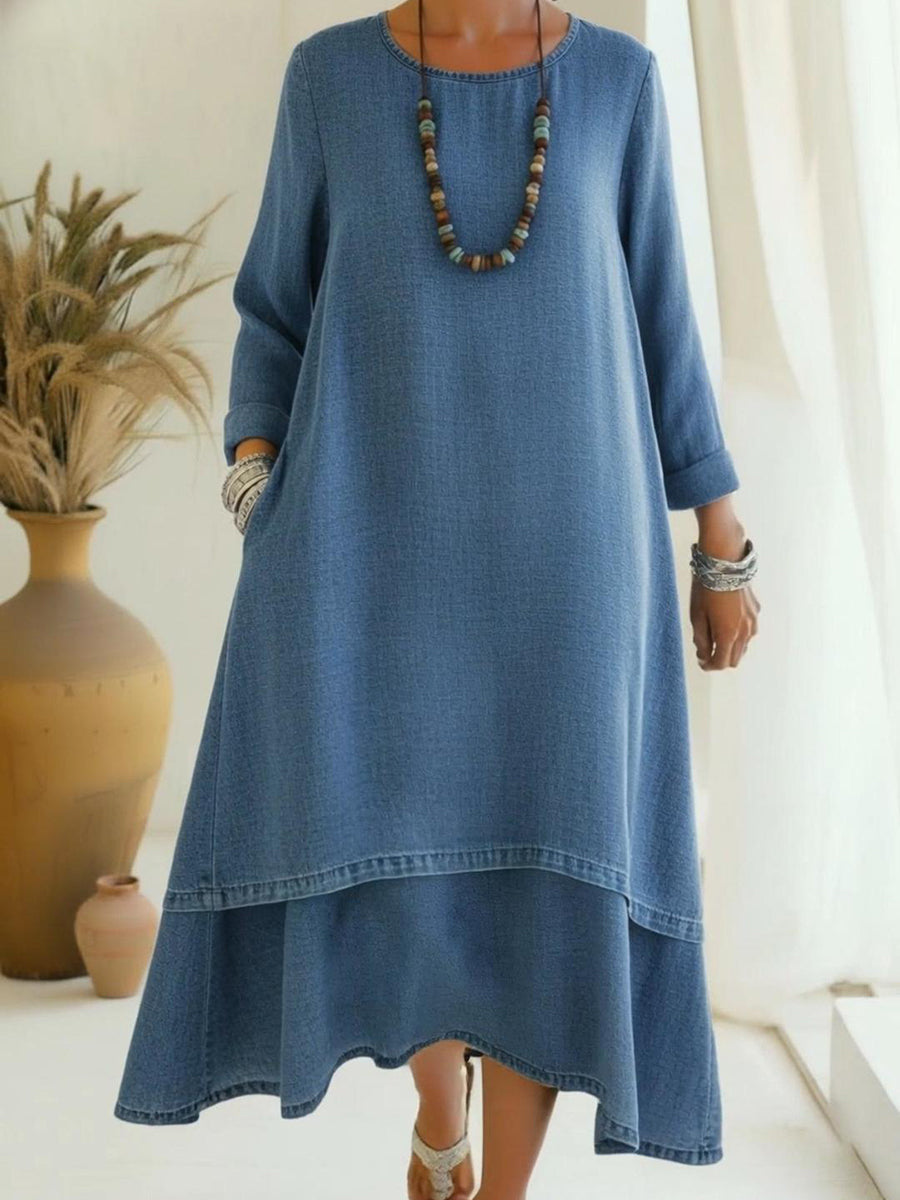Sienna - langärmeliges Midi-Kleid mit weicher Haptik
