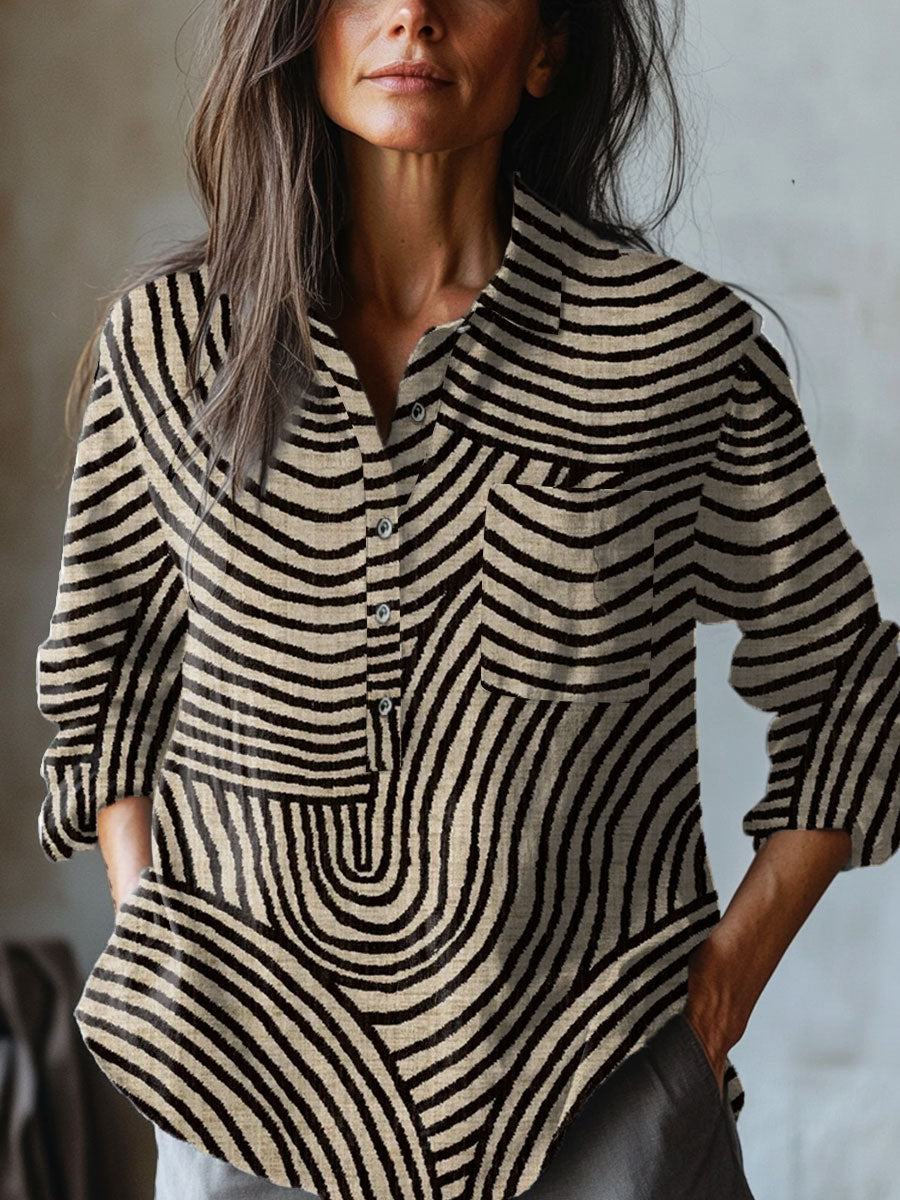 Nora | Anmutiges Leinenhemd mit Muster Damen
