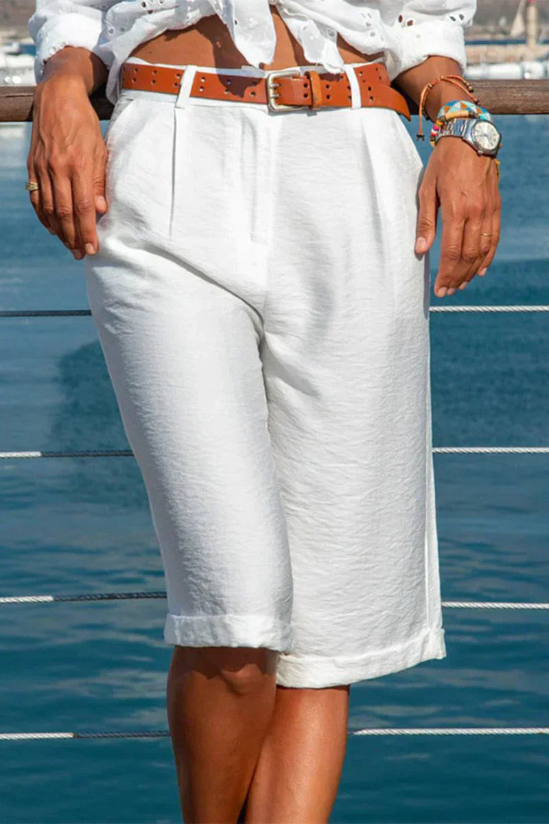 Fenja | Damen Bermudashorts Knielang Hohe Taille