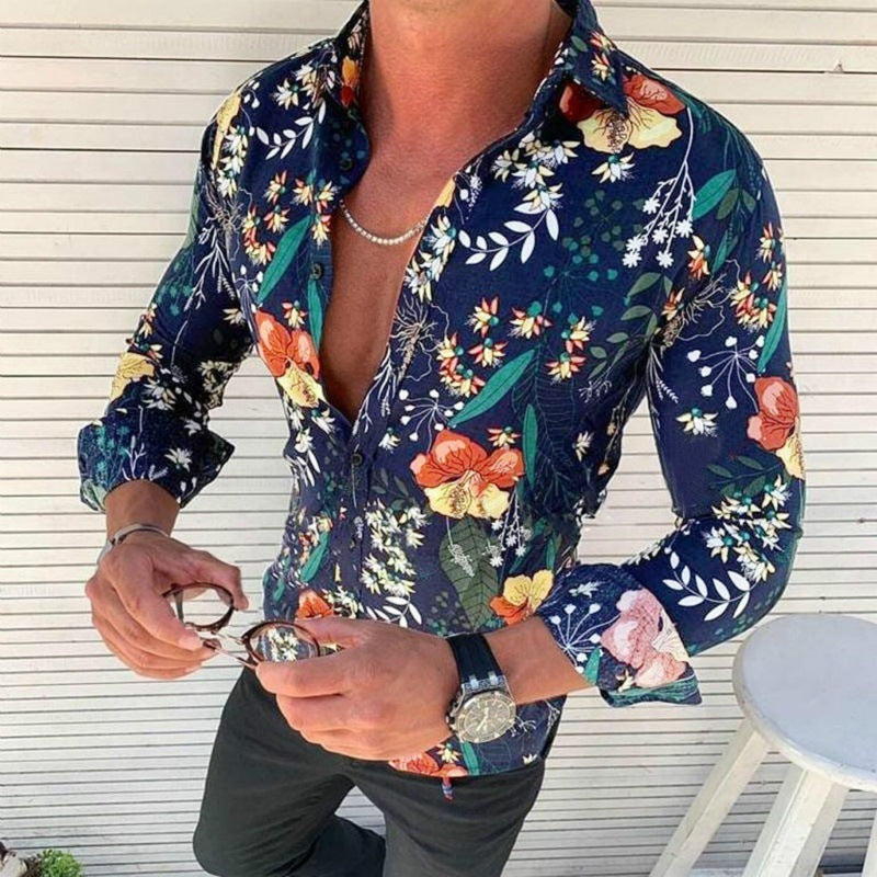Floriano | Herren Langarm Hemd mit Blumenmuster