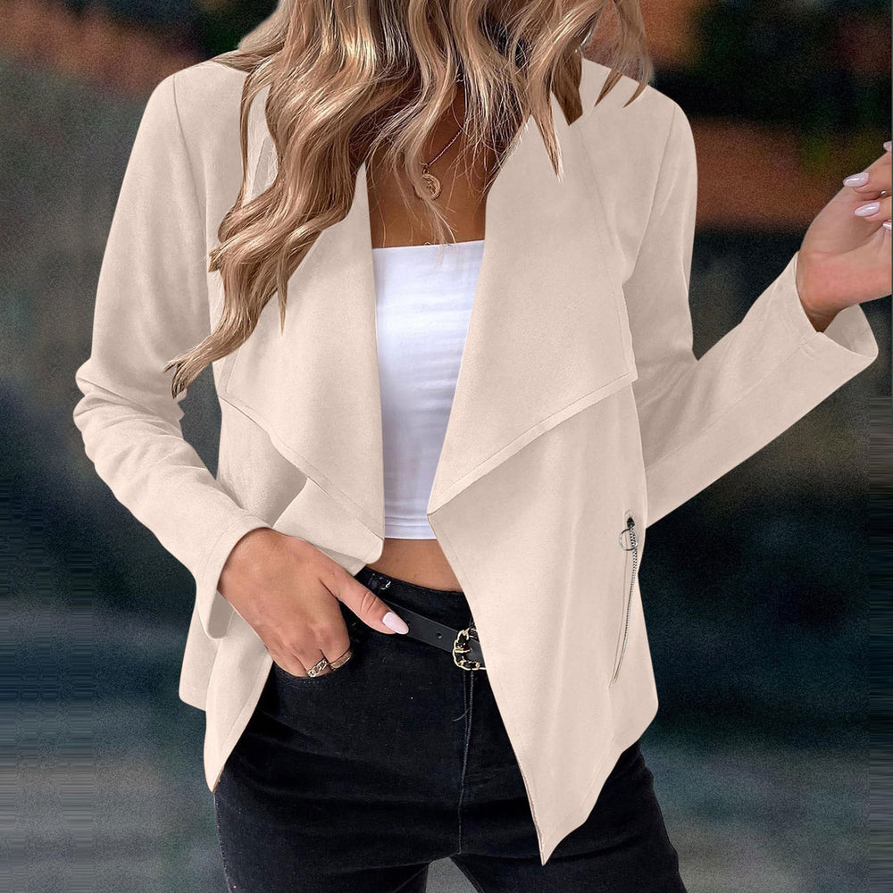 Florinda | Damen Kurzjacke Wasserfallkragen Langarm