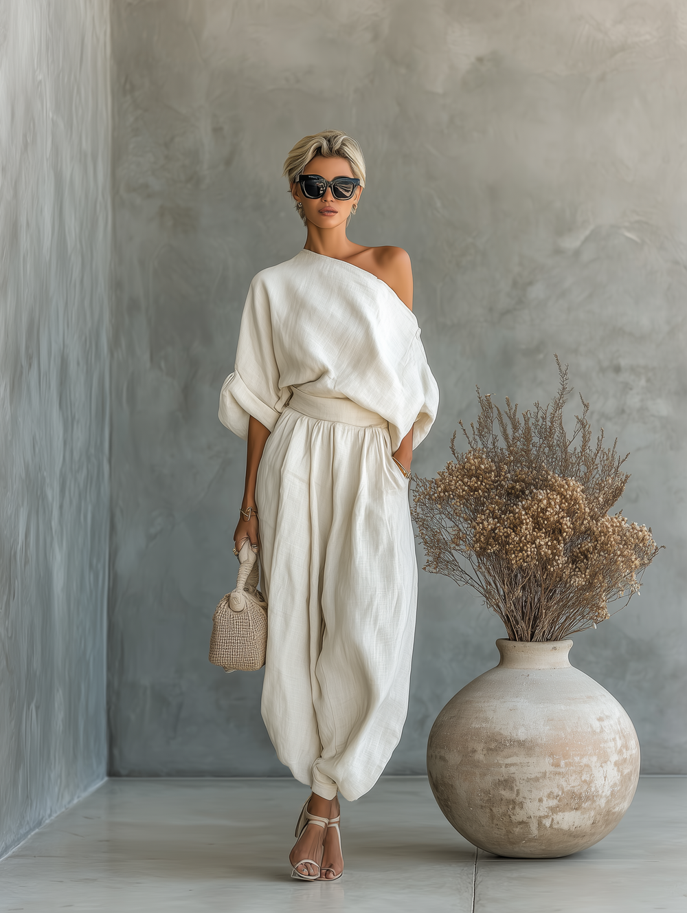 Franziska | Damen Schulterfreies Langarm Outfit Set
