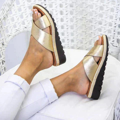 Frieda | Damen Flache Riemchensandalen