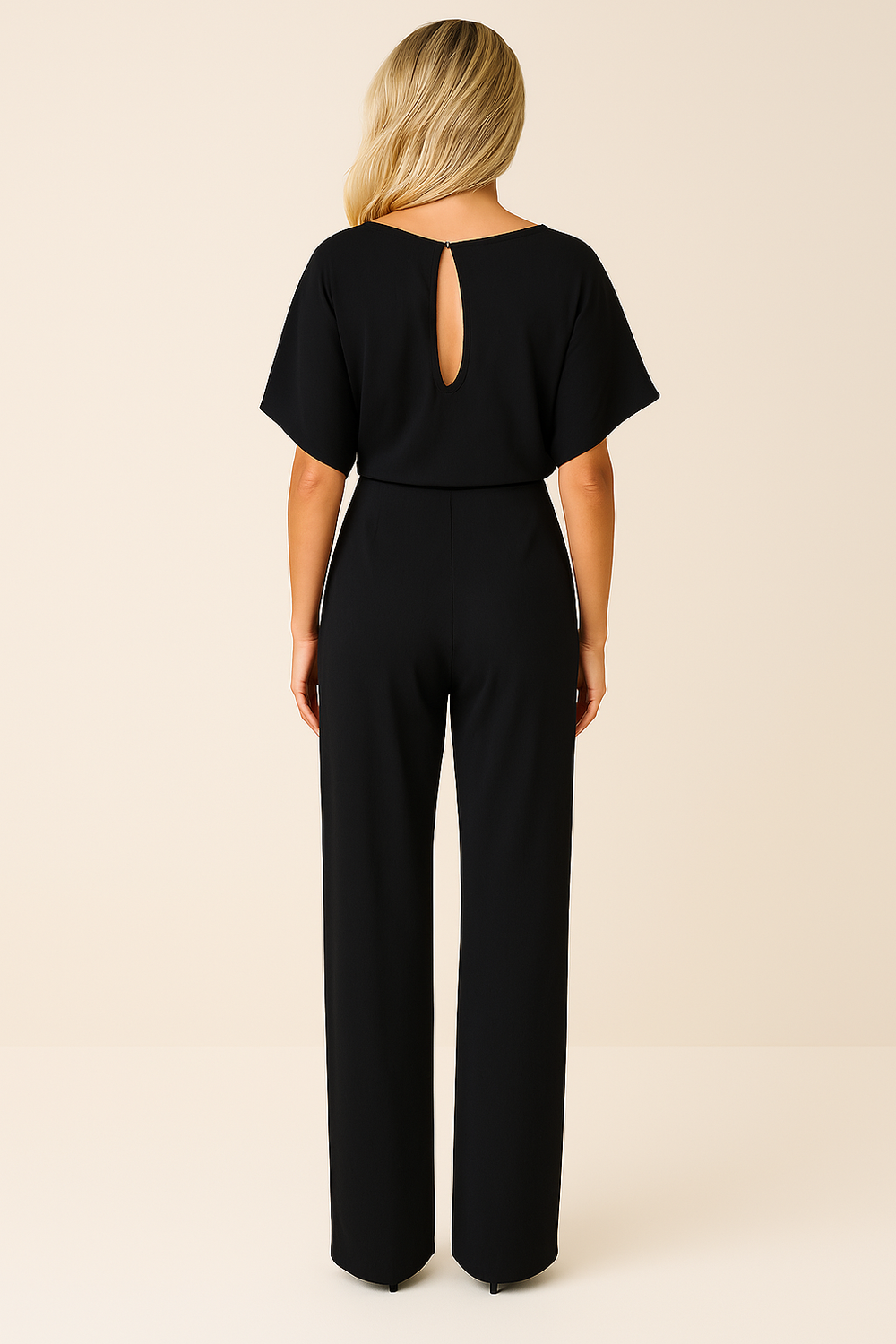 Frieda | Damen Kurzarm Jumpsuit Weites Bein