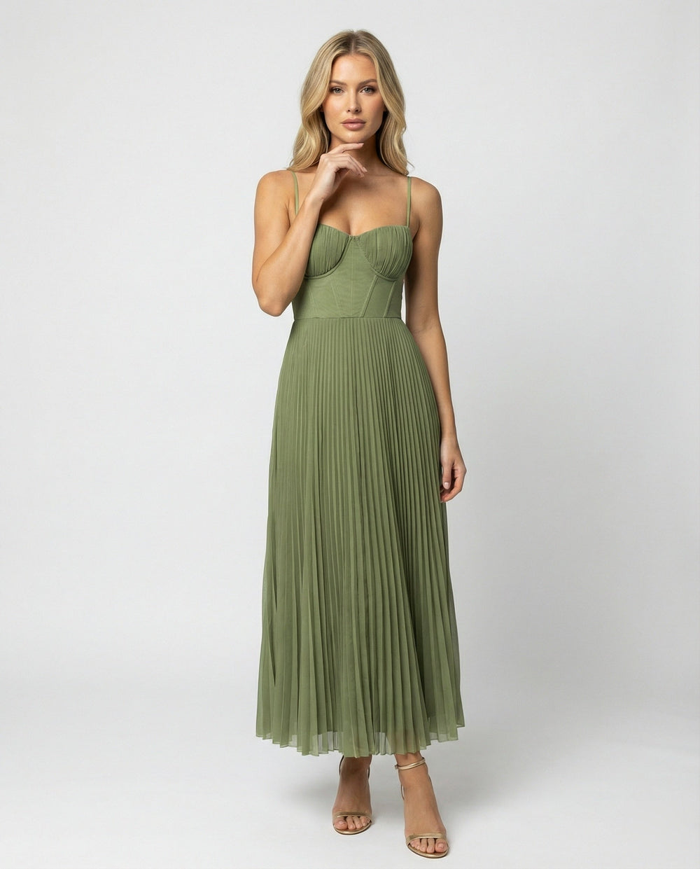 Drune | Midi Ärmellos Kleid Mit Gefälteltem Tüll-Bustier