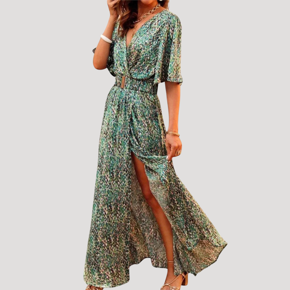 Galatea | Damen Wickel Maxi Kleid mit Schlitz