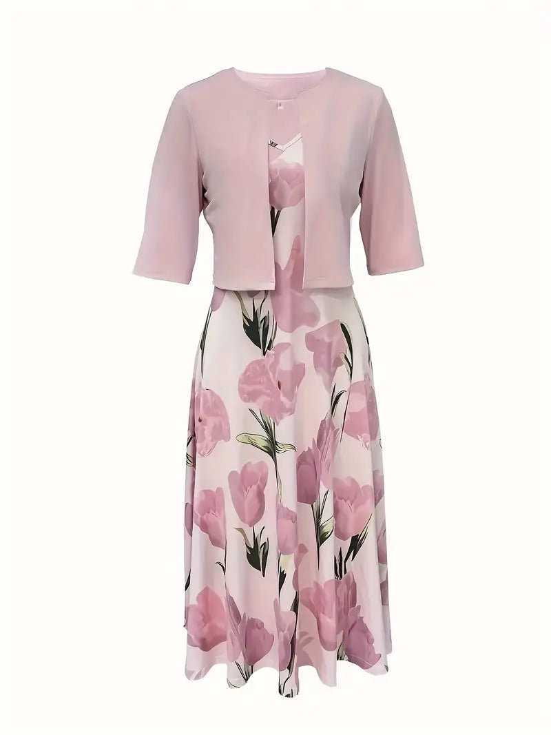 Giselle | Damen Blumenkleid Set mit Jacke