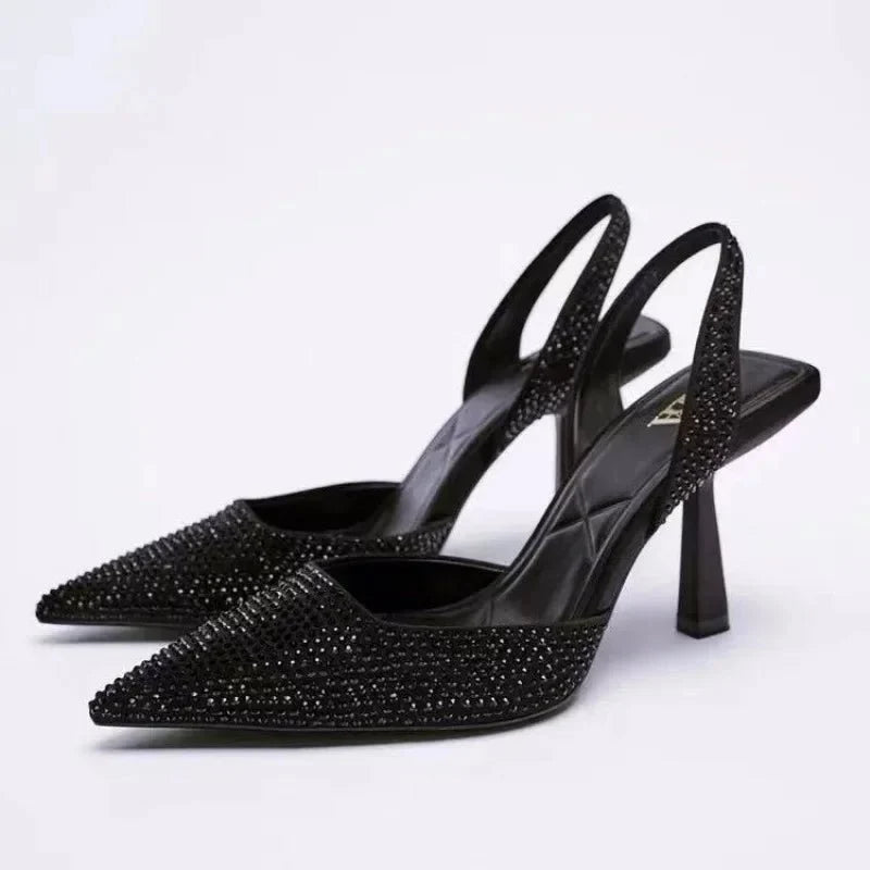 Glitzer Pumps Damen mit Strassbesatz