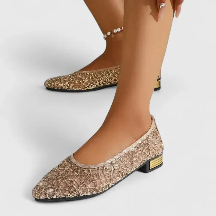 Gwendoline | Damen Spitze Ballerinas mit Komfort Sohle